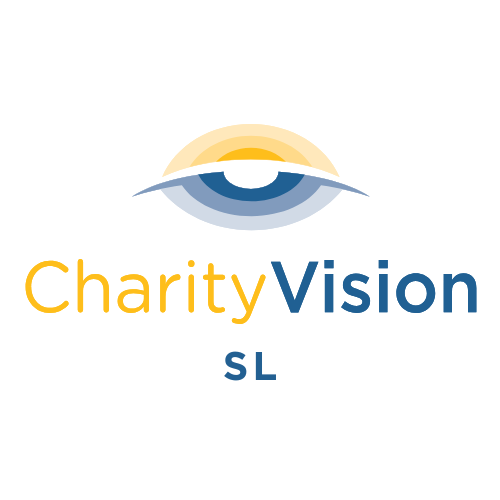 CharityVision SL logo with an abstract yellow-to-blue eye above the text CharityVision SL, symbolizing vision and charity work.