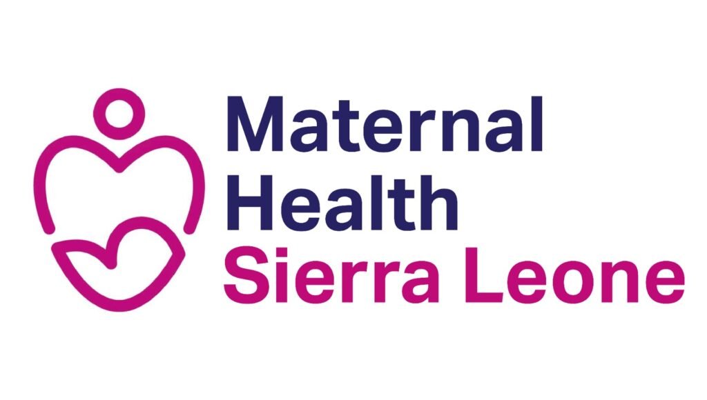 Logo for Maternal Health Sierra Leone with a pink abstract mother-and-child icon and navy wordmark.